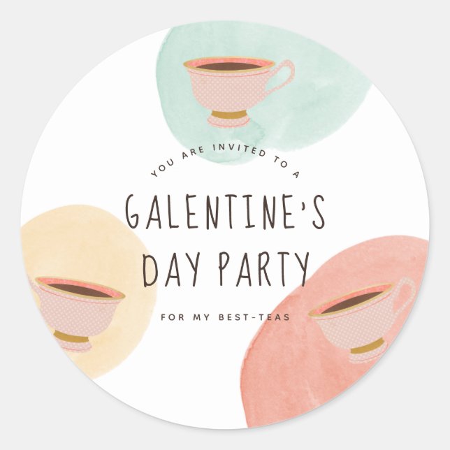 Pegatina Redonda El mejor Fiesta del día de Galentine (Anverso)