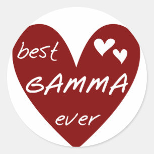Pegatina Redonda El mejor Gamma del corazón rojo camisetas y regalo