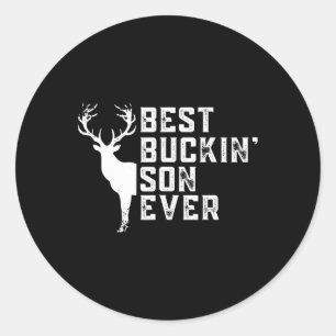 Pegatina Redonda El mejor hijo de Buckin que ha cazado ciervos budi