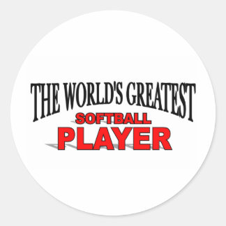 Pegatina Redonda El mejor jugador de softbol del mundo