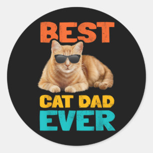 Pegatina Redonda El mejor padre del gato jamás gracioso dueño del g