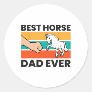 Pegatina Redonda El mejor padre ecuestre de caballos de Ri