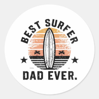 Pegatina Redonda El mejor padre surfista