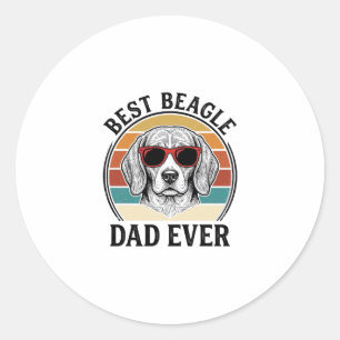 Pegatina Redonda El Mejor Papá Beagle de Todos los Tiempos Diseño d