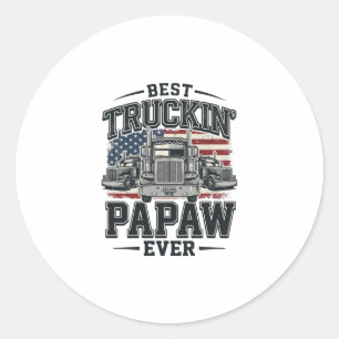 Pegatina Redonda El mejor Papá camionero jamás Camionero vintage Ve