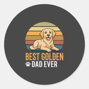 Pegatina Redonda El mejor papá de Golden Retriever Retro Perro
