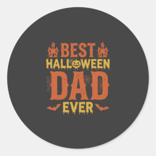 Pegatina Redonda El mejor papá de Halloween jamás diseño vintage de