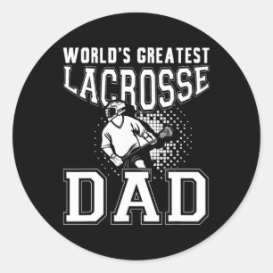 Pegatina Redonda El mejor papá de lacrosse del mundo Palo de lacros