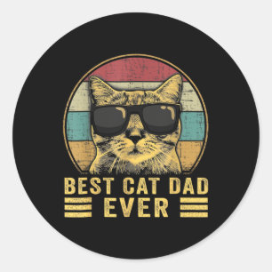 Pegatina Redonda El mejor papá del gato del día del padre papá papá