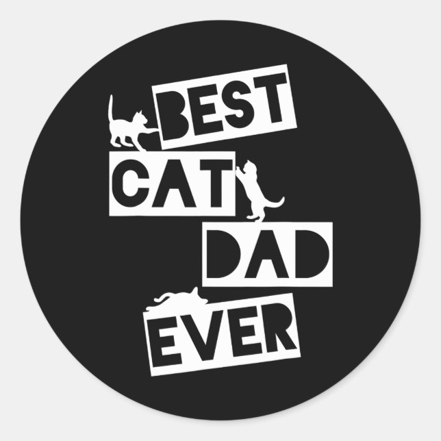 Pegatina Redonda El mejor papá del gato evers un padre del gato (Anverso)