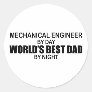 Pegatina Redonda El mejor papá del mundo - Ingeniero Mecánico