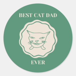 Pegatina Redonda El mejor papá gato genial de todos los tiempos 