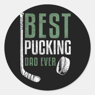 Pegatina Redonda El mejor papá que ha golpeado hasta el hockey papá