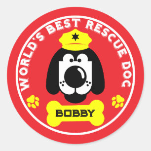 Pegatina Redonda El mejor perro de rescate del mundo