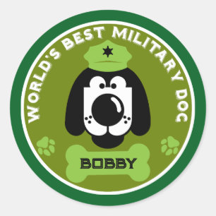 Pegatina Redonda El mejor perro militar del mundo