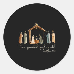 Pegatina Redonda El mejor regalo para todo el nacimiento de Jesús e