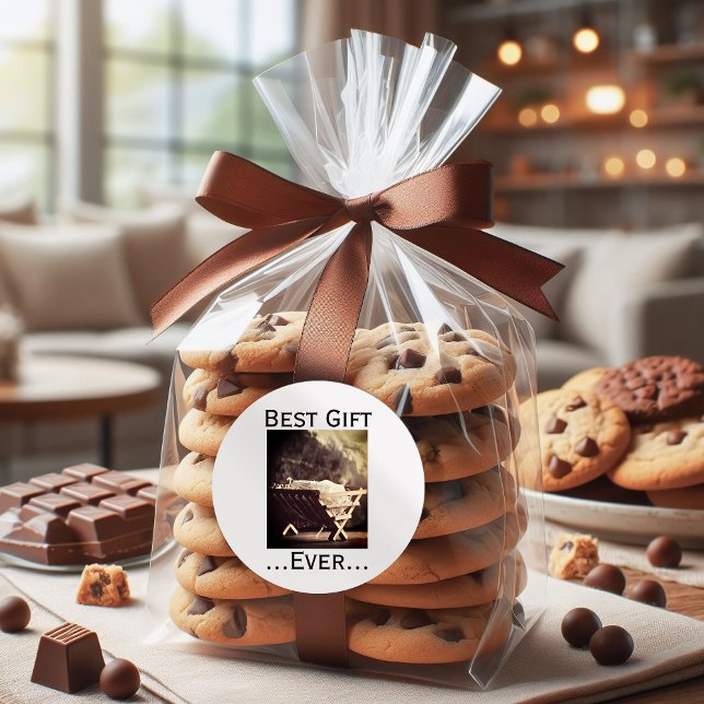 Pegatina Redonda El mejor regalo que los Navidades de la historia b (Best Gift Ever Christmas Babe in Manger Classic Round Sticker)