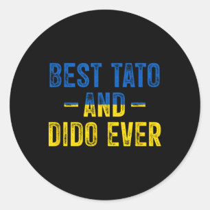 Pegatina Redonda El mejor Tato y Dido jamás Bandera de Ucrania Padr