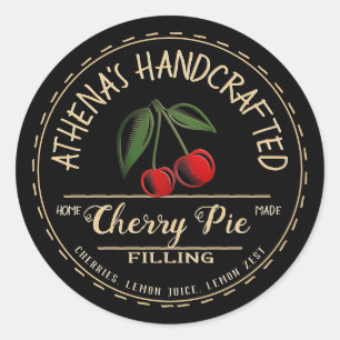 Pegatina Redonda El mercado de los productores de alimentos Cherry