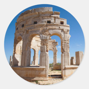 Pegatina Redonda El Mercado, Leptis Magna, Distrito Al Khums