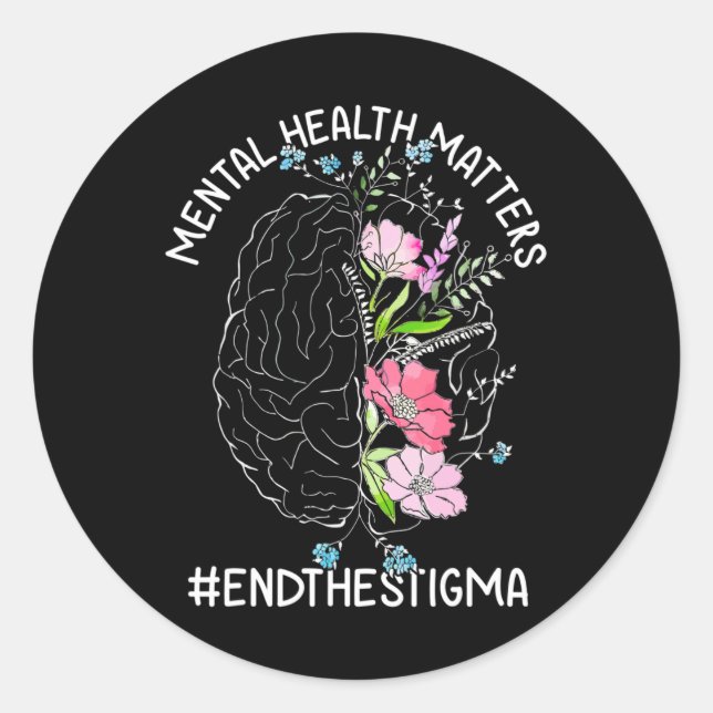 Pegatina Redonda El Mes De Concienciación Sobre Los Problemas De Sa (Anverso)