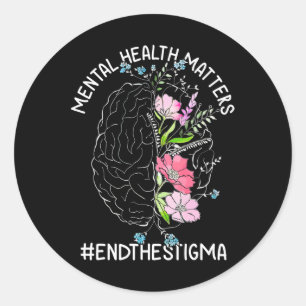 Pegatina Redonda El Mes De Concienciación Sobre Los Problemas De Sa
