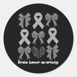 Pegatina Redonda El Mes De Concienciación Sobre Los Tumores Cerebra