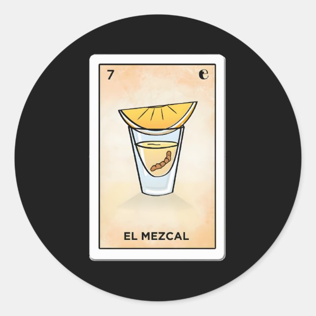 Pegatina Redonda El mezcal Loterã (Anverso)
