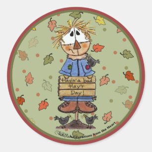 Pegatina Redonda El miedo del día del heno malo