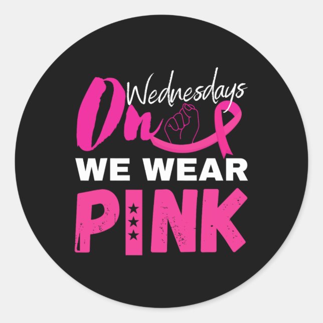 Pegatina Redonda El Miércoles Usamos Conciencia Sobre El Cáncer De  (Anverso)