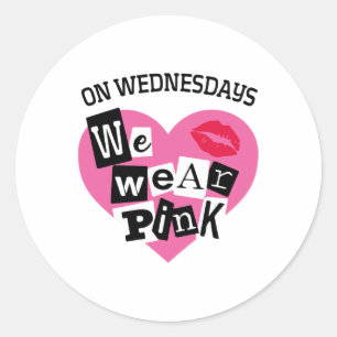 Pegatina Redonda El Miércoles Usamos Pink Funny Valentine 1
