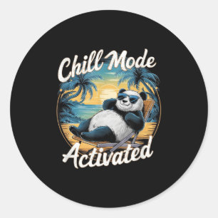 Pegatina Redonda El Modo Chill Activado Divertido Panda Chilling En
