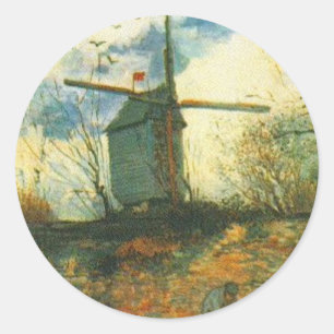 Pegatina Redonda El Molino de la Galette Van Gogh