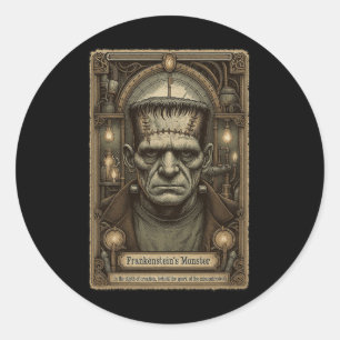 Pegatina Redonda El Monster Frankenstein Vintage Halloween Tarot C
