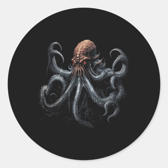 Pegatina Redonda El monstruo del mar del Octopus en Cracovia increí (Anverso)