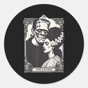 Pegatina Redonda El Monstruo Frankenstein Y Bride Los Amantes Del T