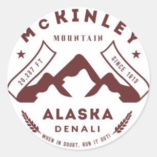 Pegatina Redonda El monte McKinley Denali Alaska