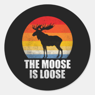 Pegatina Redonda El Moose está suelto Alaska Moose