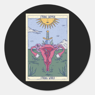 Pegatina Redonda El mundo fuerte de las mujeres
