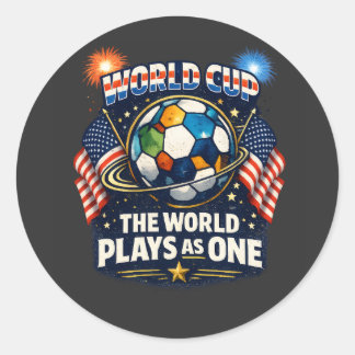 Pegatina Redonda El mundo juega como uno – Copa Mundial de la FIFA