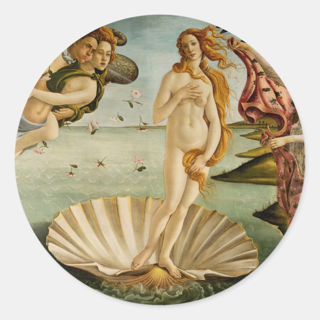 Pegatina Redonda El nacimiento de Venus | Botticelli (Anverso)