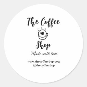 Pegatina Redonda El negocio de redes sociales de la tienda de café 