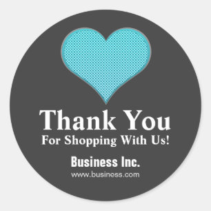 Pegatina Redonda El negocio le agradece azul del corazón del lunar