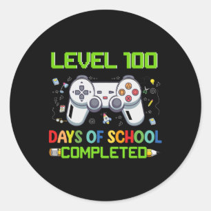 Pegatina Redonda El Nivel 100 Días Escolares Completó A Un Amigo De