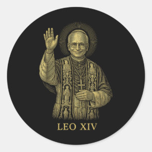 Pegatina Redonda El nuevo Papa León Xiv Robert Francis Prevota