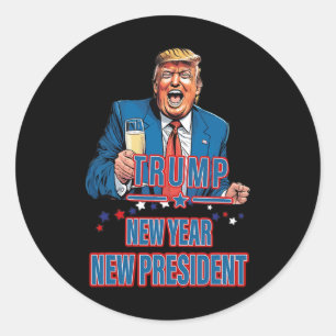 Pegatina Redonda El nuevo presidente Funny Trump 2025 toma Estados 