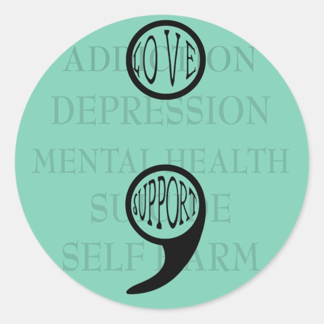 Pegatina Redonda El nuevo significado de Semi Colon: Amor y Apoyo (Anverso)