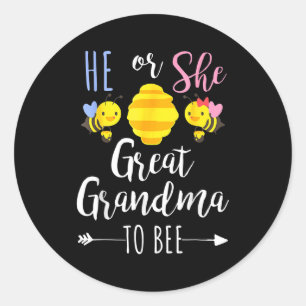 Pegatina Redonda Él o bisabuela para abeja esperando abuela