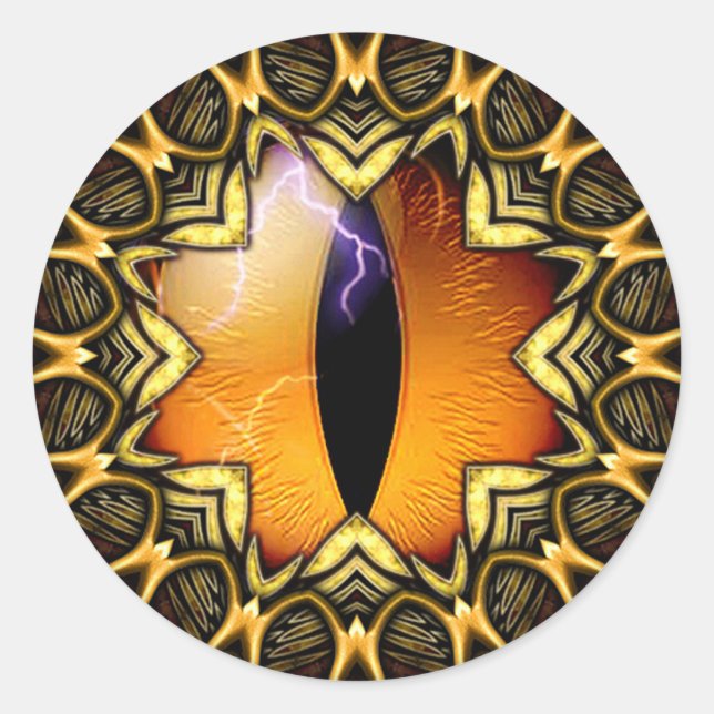 Pegatina Redonda El ojo del dragón dorado (Anverso)