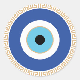 Pegatina Redonda El Ojo Malvado Griego En La Clave Griega